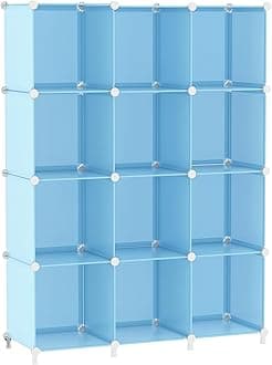 AWTATOS 12 Cube Storage Organizer Protable Closet Organizers and Storage for Kids DIY Stackable Clothes Organizer for Bedroom, Home Office, Blue