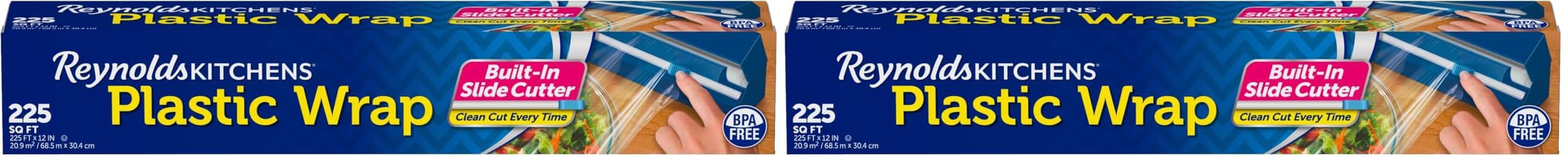 Reynolds Plastic Wrap, 225 Square Feet | Quick Cut | Pack of 2