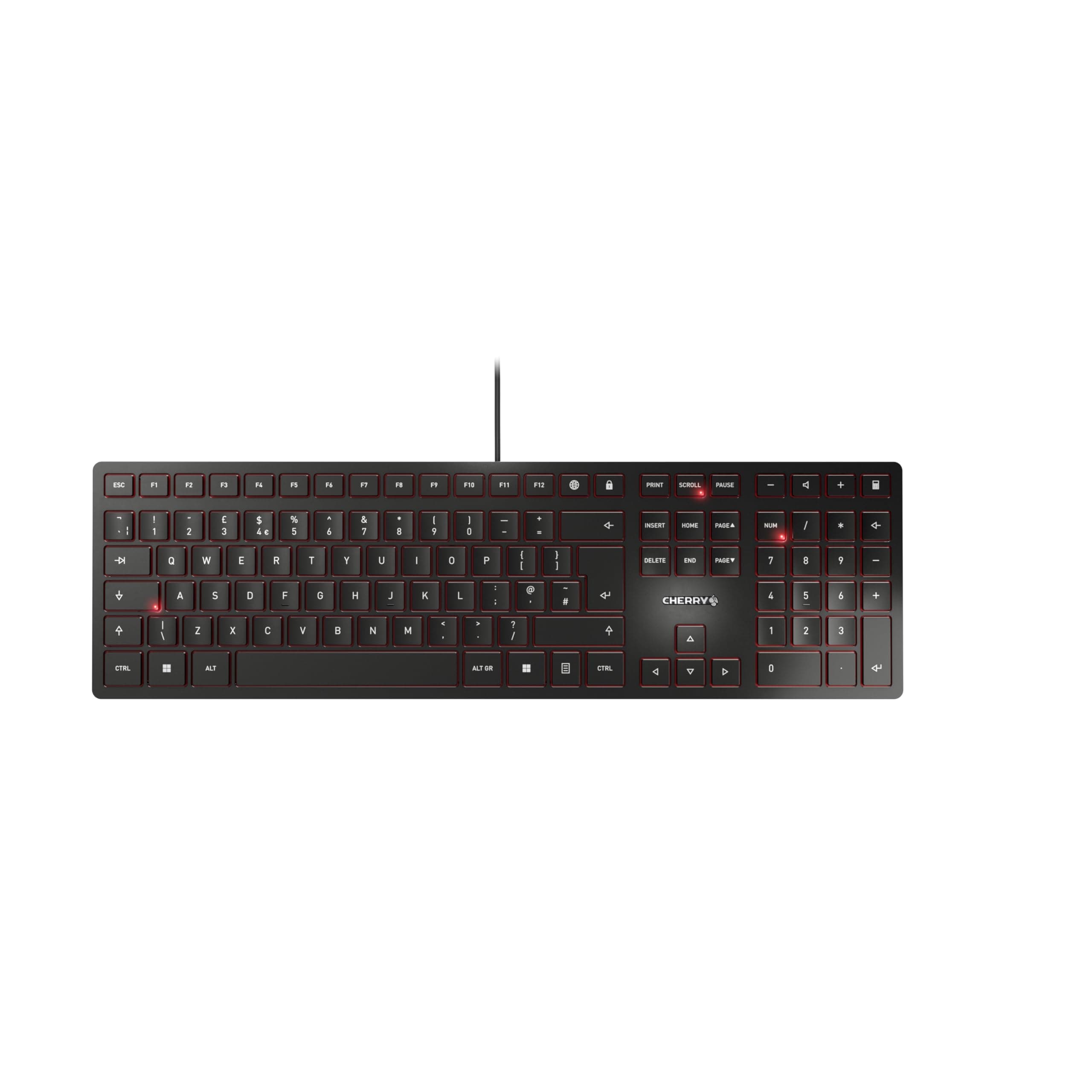 CHERRY KC 6000 SLIM, Ultra-Flat Design Keyboard, UK Layout (QWERTY), Wired (USB-A Connection), Quiet, Durable Key Labelling, Black