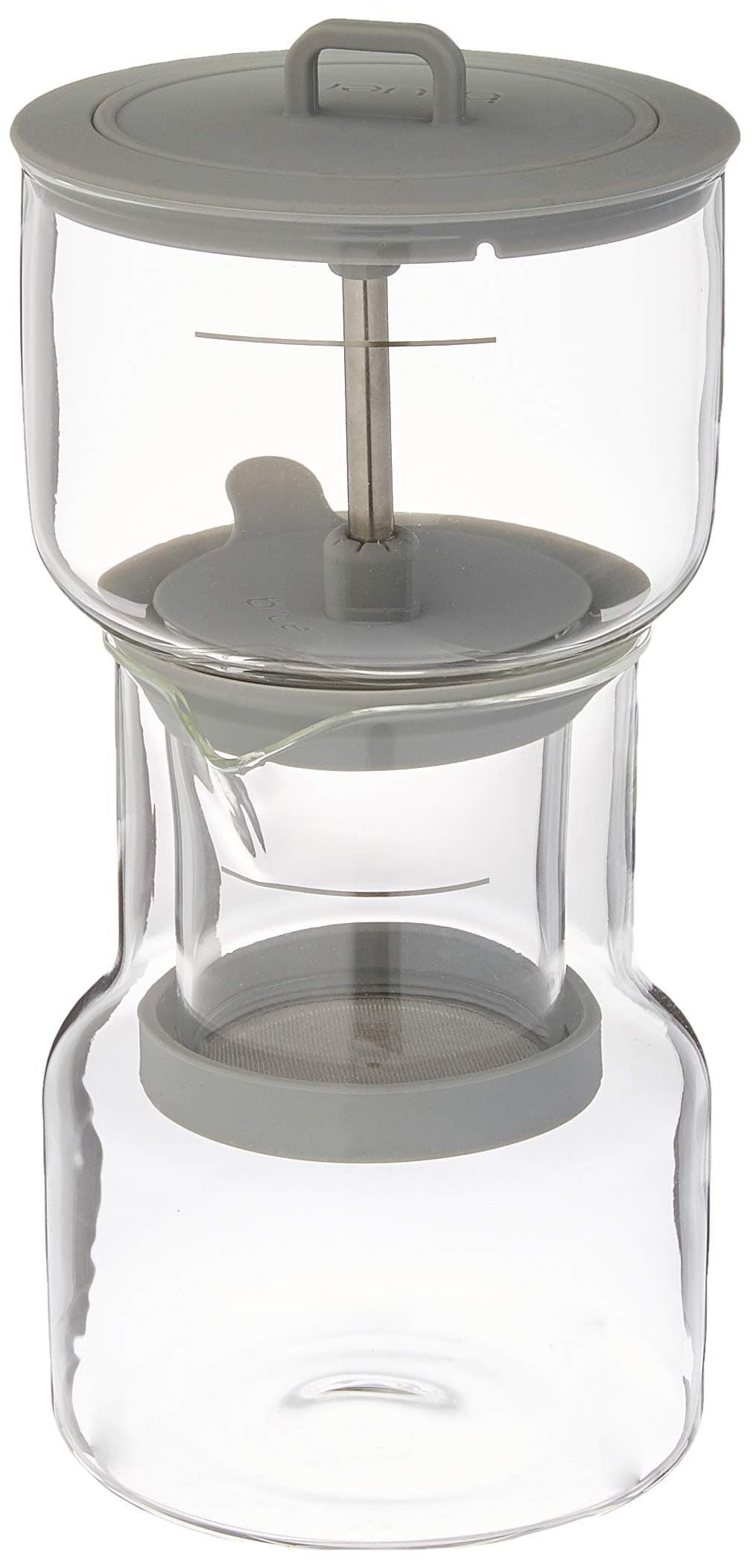 Cold Brew Maker: 20 fl oz Capacity, Borosilicate Glass, Includes 100 pcs fo filters -Color Grey