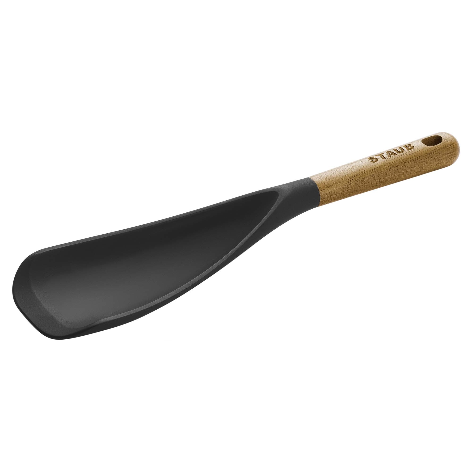 Multifunction Spatula Spoon, Great for Both Cooking and Serving Durable BPA-Free Matte Black Silicone, Acacia Wood Handles, Safe for Nonstick Cooking Surfaces