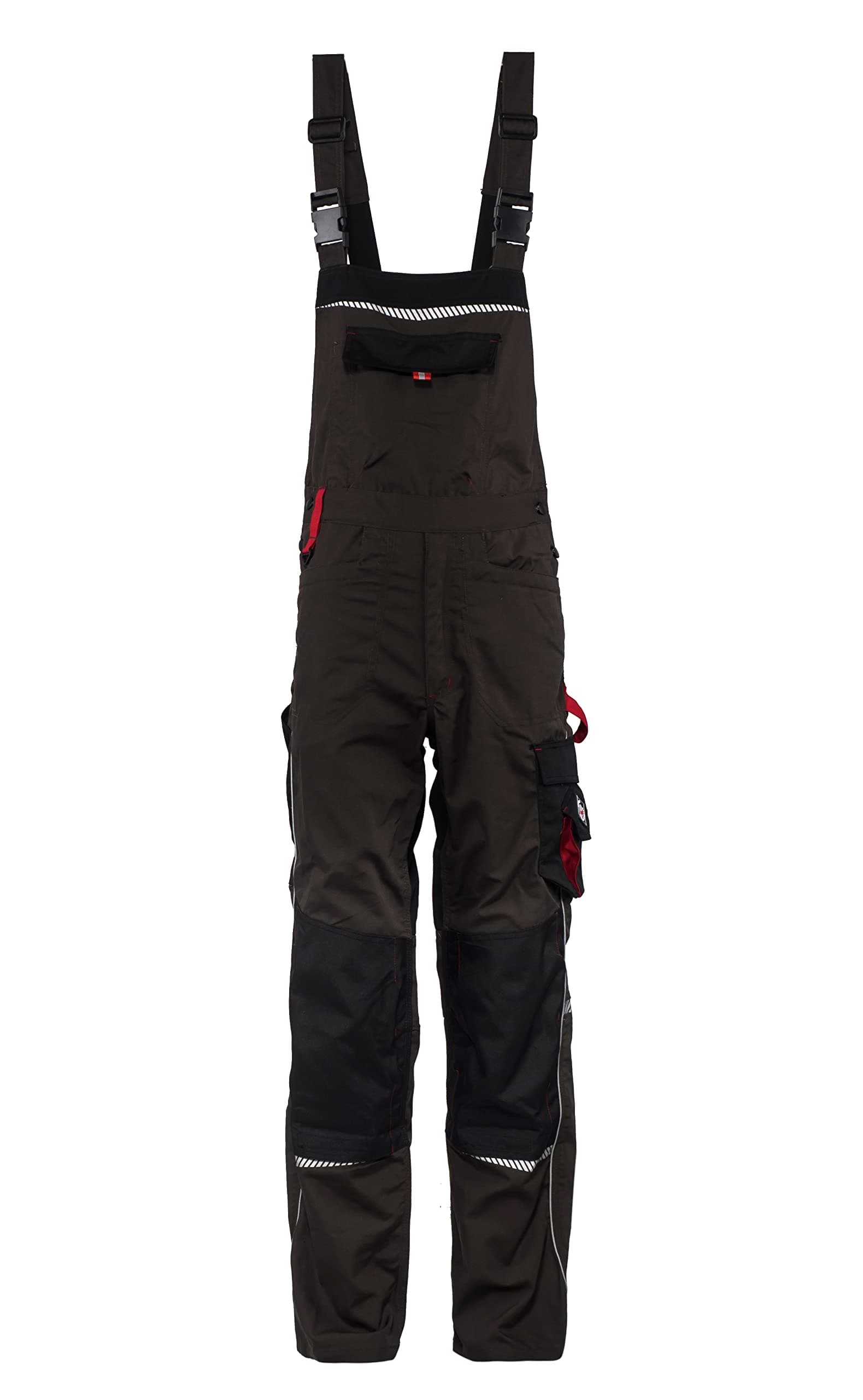 Prisma Mens Multi & Kneepad Pocket Work Bib and Brace Overalls Brown EU46