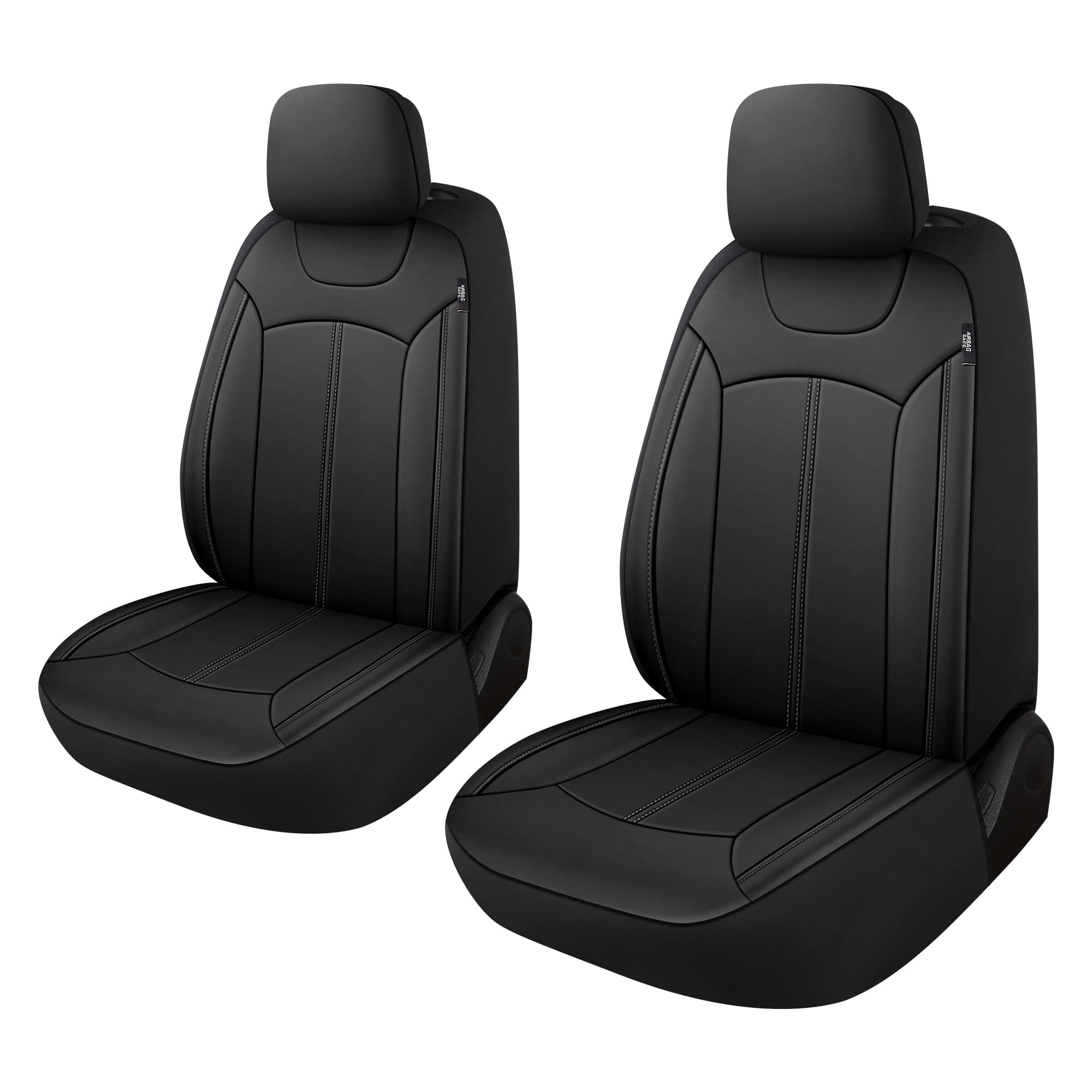 Premium Leather Car Seat Covers Front Set, Waterproof Stain-Resistant Seat Covers for Cars, Universal Automotive Interior Covers for Sedan SUV Truck Pick-up Van, Black