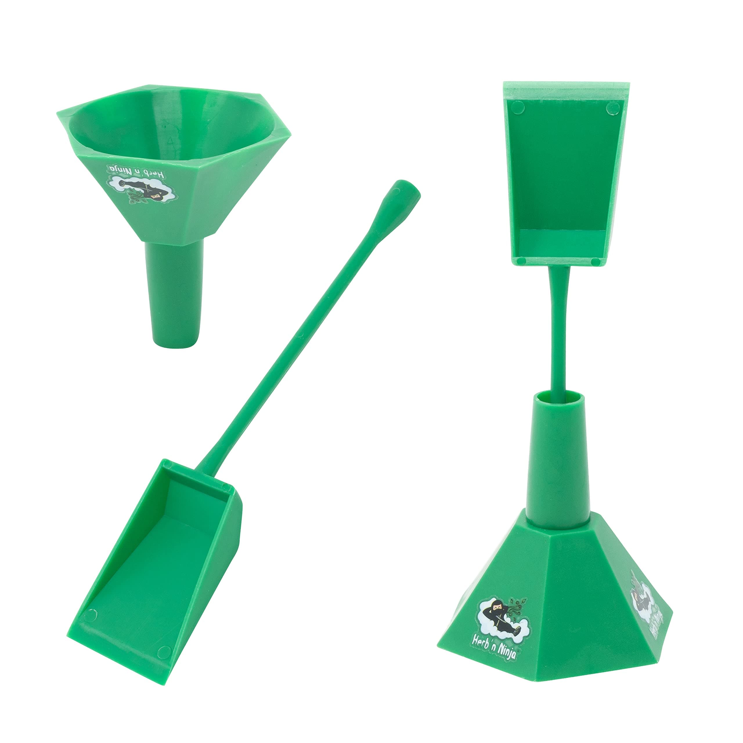 Herb'n NinjaCone Loader for 1 1/4, King Size and larger Pre Rolled Cones | Simple Quick and Efficient Cone Loading Accessory to Pack Perfect Preroll |Rolling Machine| Funnel and Shovel Packer (Green)