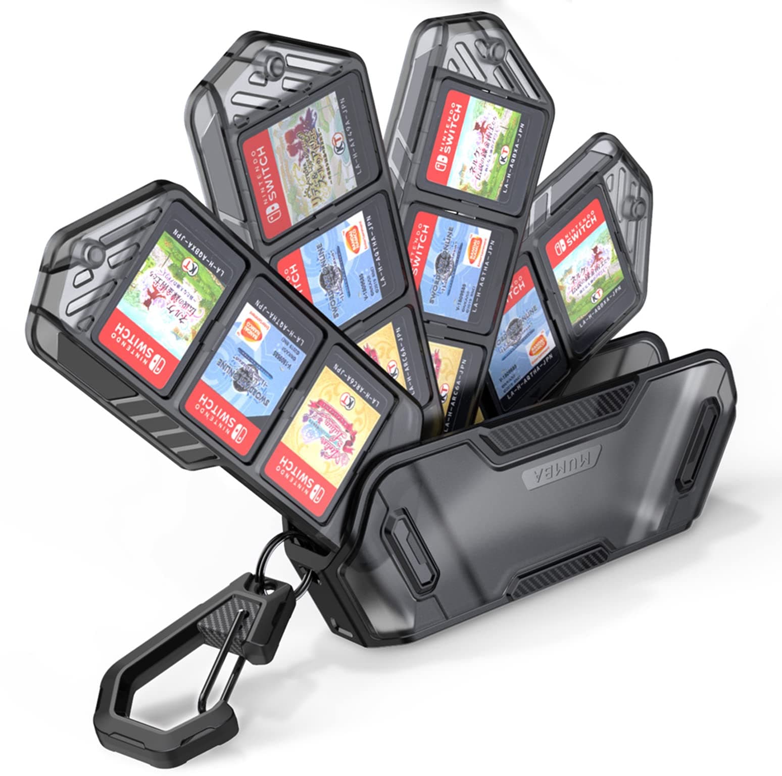 Mumba 12 Switch Game Card Case Holder for Nintendo Switch Game Cards, Portable and Exquisite Protective Hard Shell with 4 Layer Rotatable Holder for Nintendo Switch 2/Switch/Switch OLED/Lite (Black)