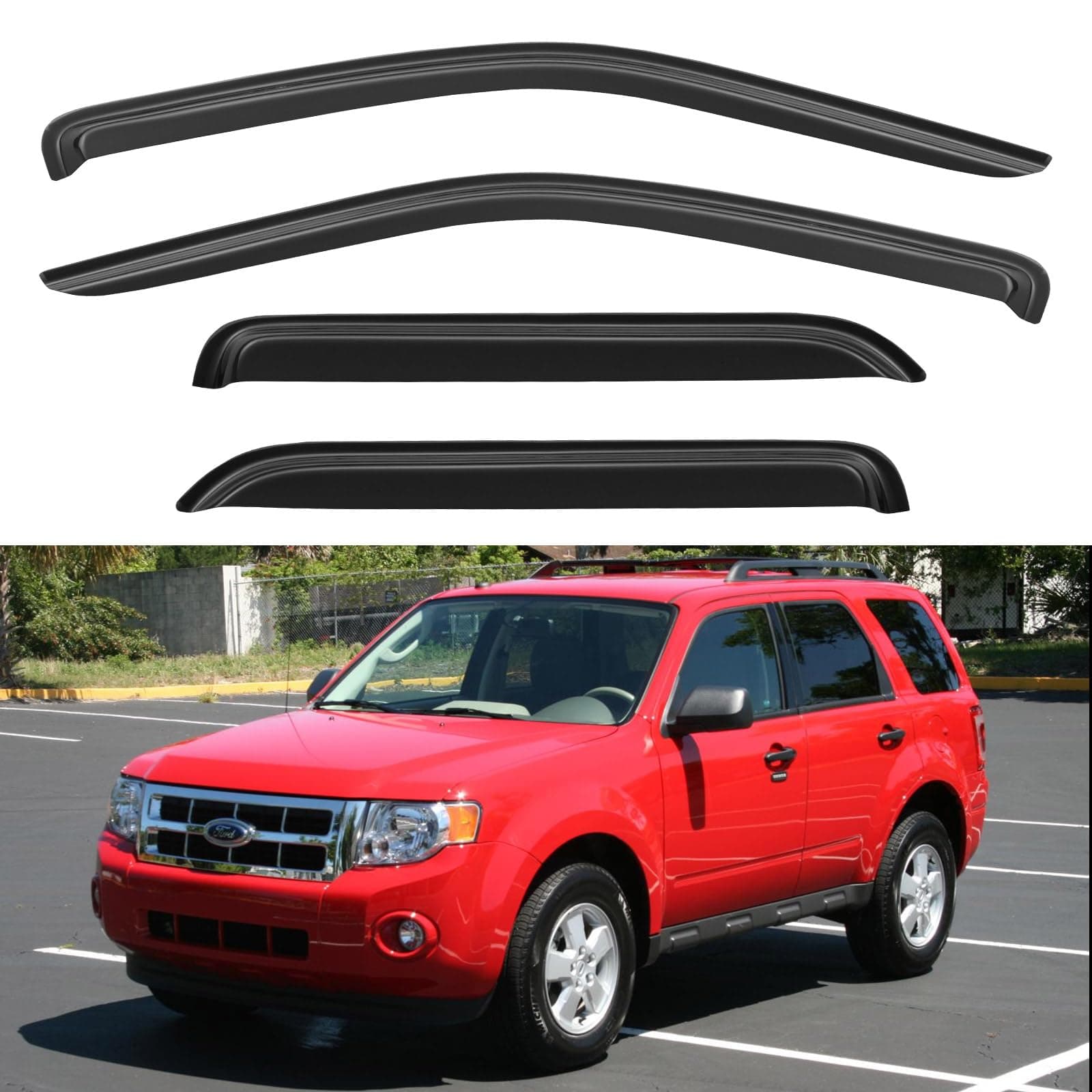 Window Visors Rain Guards Shield for 2001-2012 Ford Escape, Window Wind Deflectors Vent Shades for 2005-2012 Ford Escape Hybrid, 2008-2012 Mazda Tribute, 2005-2011 Mercury Mainer