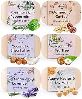 Sponsored Ad - O NATURALS 100% Natural Bar Soap - Gift Set - Organic Ingredients & Essential Oils - Spa Gifts for Women & Men, Body Wash & Face Soap - 6PC Natural Collection