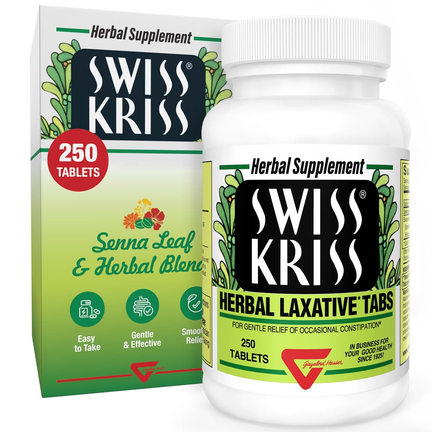 Swiss Kriss Herbal Laxative Tablets, 250 Count