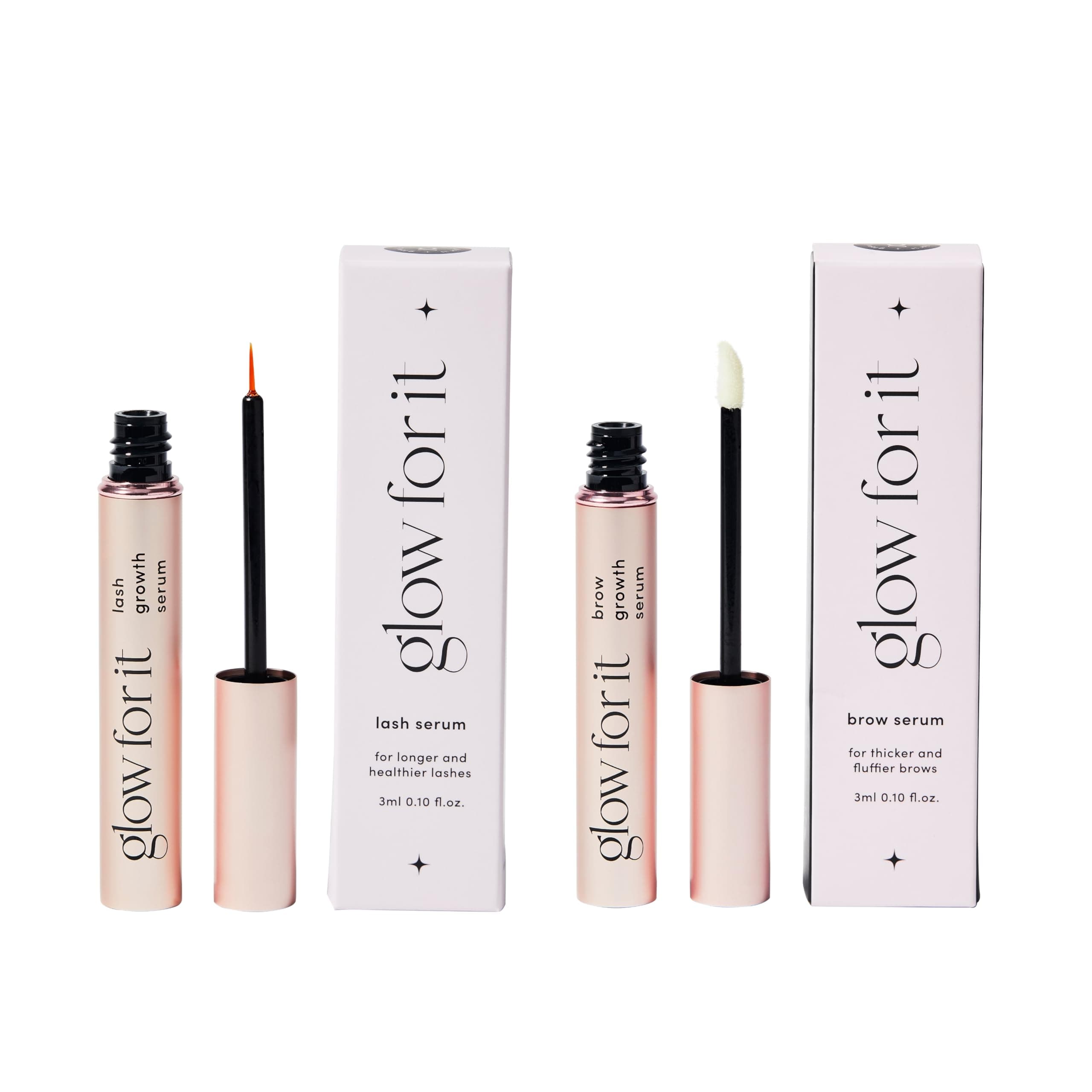 Growth Starter Kit | Lash & Brow Growth Serum | Enhances Eyelash Length & Volume & Eyebrow Thickness & Fullness | Water Based Serum | Natural & Cruelty-Free Formula with Biotin | 3ml x 2