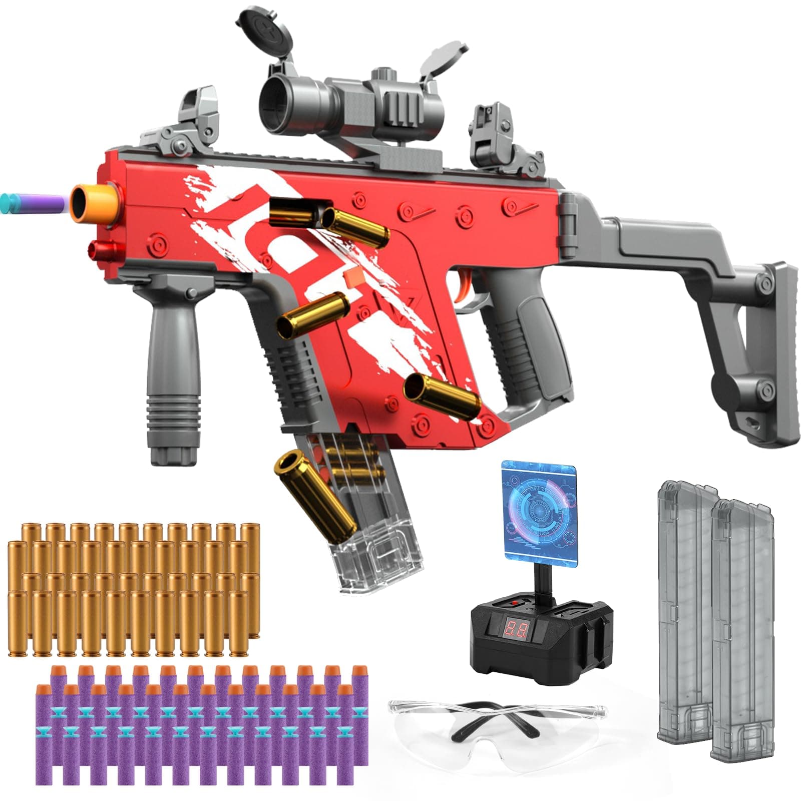 Electric Soft Bullet Toys Gun for Boys, Shell Ejecting Design, 2 Modes Toy Foam Blaster with 100 Soft Foam Bullets, 2 Magazines, Education Toy Model Birthday Gifts for Kids