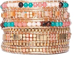 YGLINE Natural Stone Wrap Bracelet for Women Boho Bracelets Healing Crystal Beaded Bracelet Adjustable 3/5 Wraps Bracelet Handmade Birthday Gifts for Women