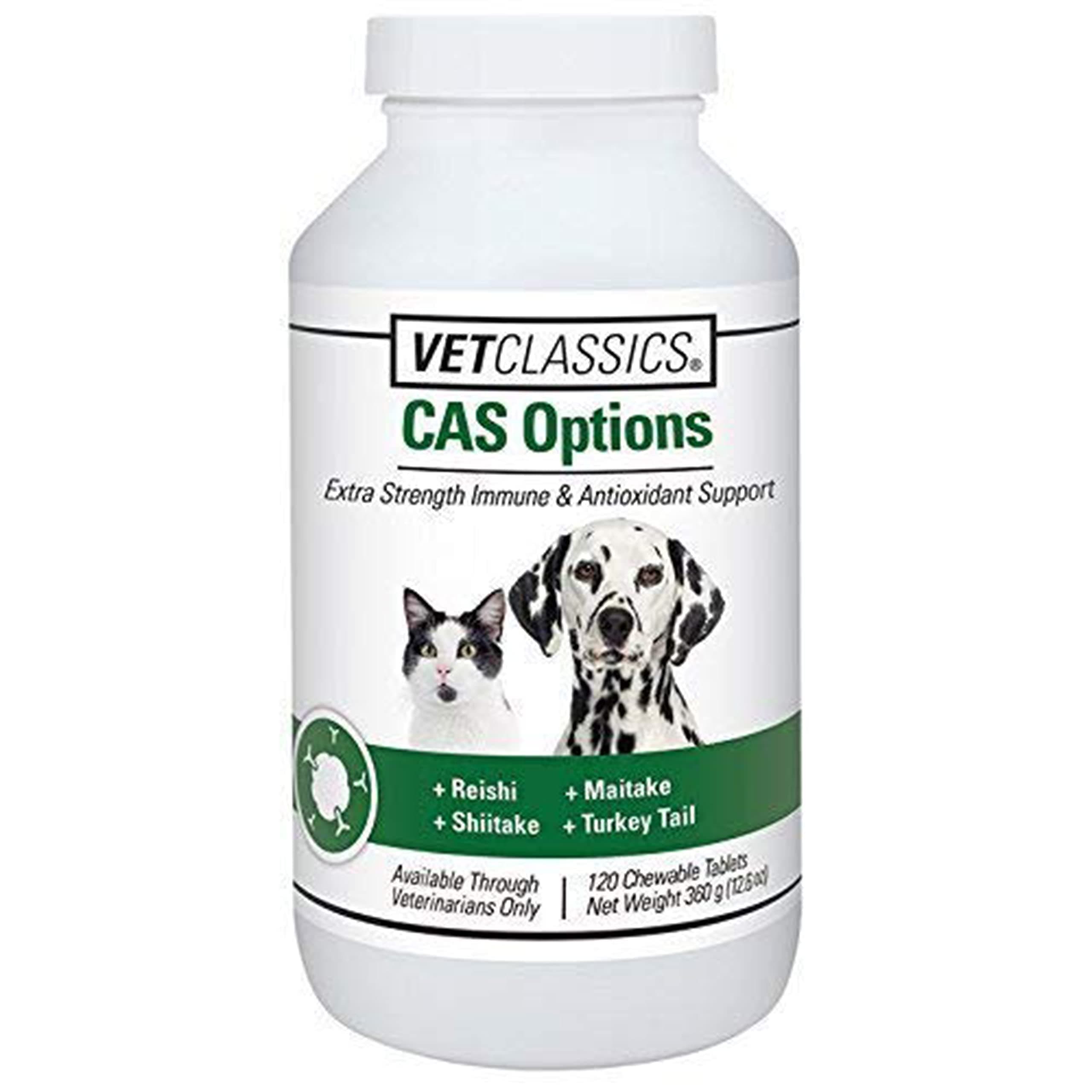 - CAS Options Extra Strength Immune Support for Dogs, Cats – Pet Health Supplement, Dog Antioxidant Care – Extra-Strength Dog Supplement Formula – 120 Chewable Tablets