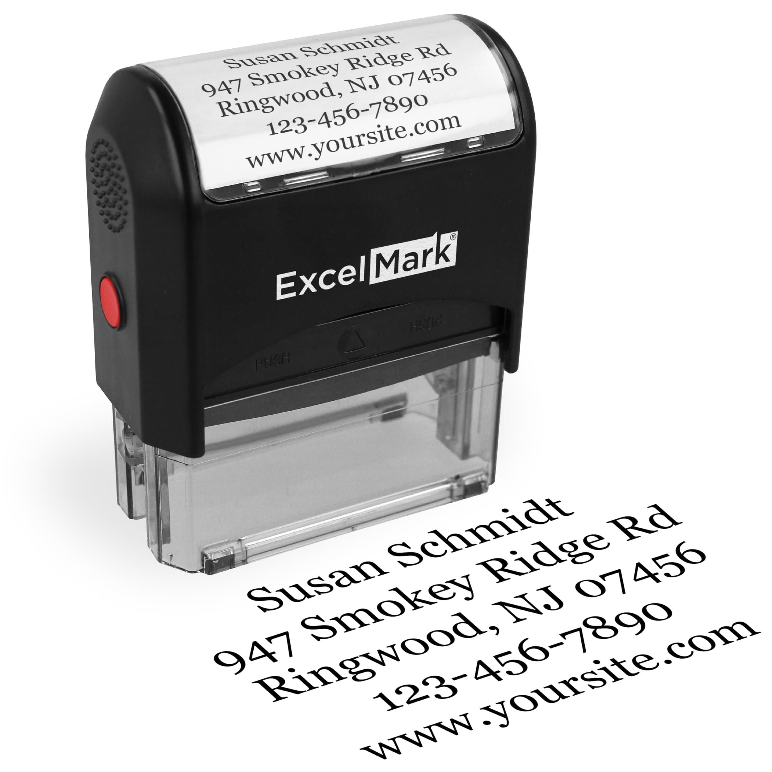 ExcelMark Custom Stamp – Clear & Crisp Impressions – Personalized Self-Inking Rubber Stamp – Use for Address Stamp and More (Extra Large)