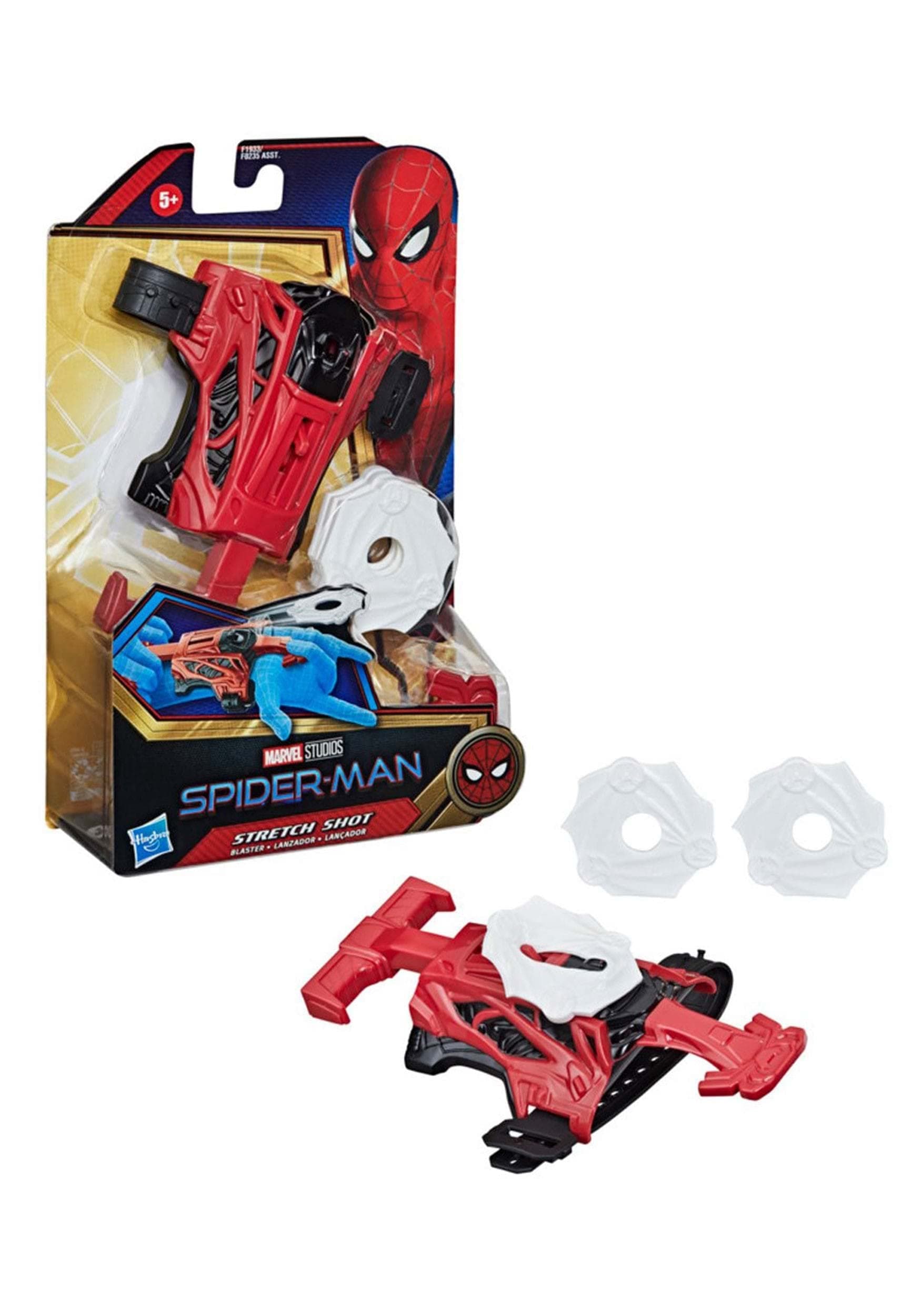 Marvel Spider-Man Stretch Shot Blaster Role Play Toy, Includes 3 Stretchy Web Projectiles, For Kids Ages 5 and Up, Multicolour, F1933