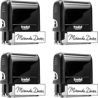 Custom Signature Stamp - Personalized Insignia - Self-Inking - Your Choice of 7 Ink Colors! (4, Large)