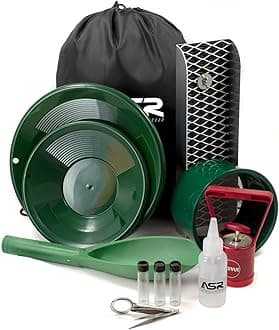 ASR Outdoor Lightweight Backpack Gold Panning Kit with Mini Aluminum Sluice Box, 14pc