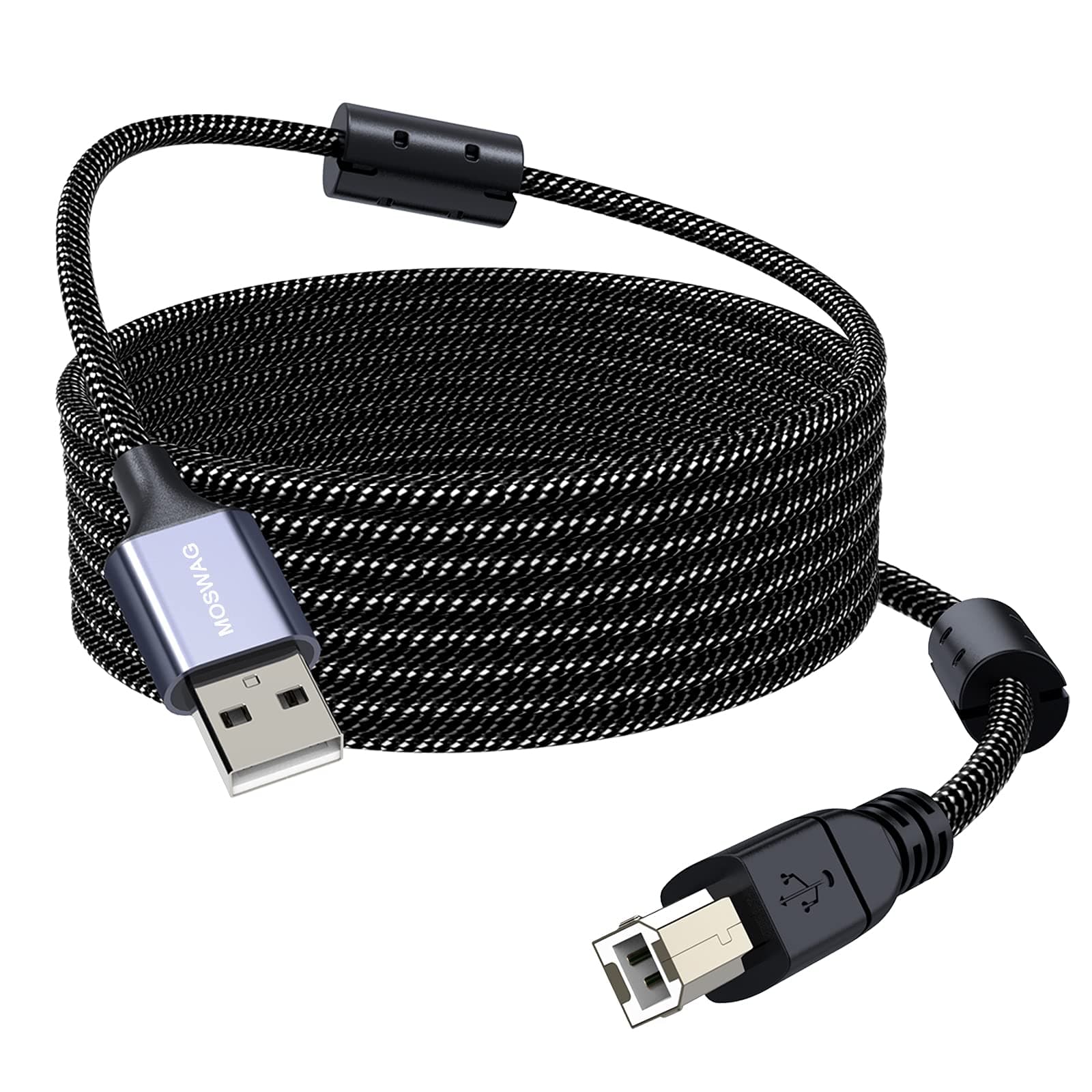MOSWAG Printer Cable, USB 2.0 USB A to USB B Scanner Cord Compatible with Dell, Epson, Lexmark, Xerox, Brother, HP, Canon, Samsung Brother, DAC, Digital Piano and More (16.4FT)