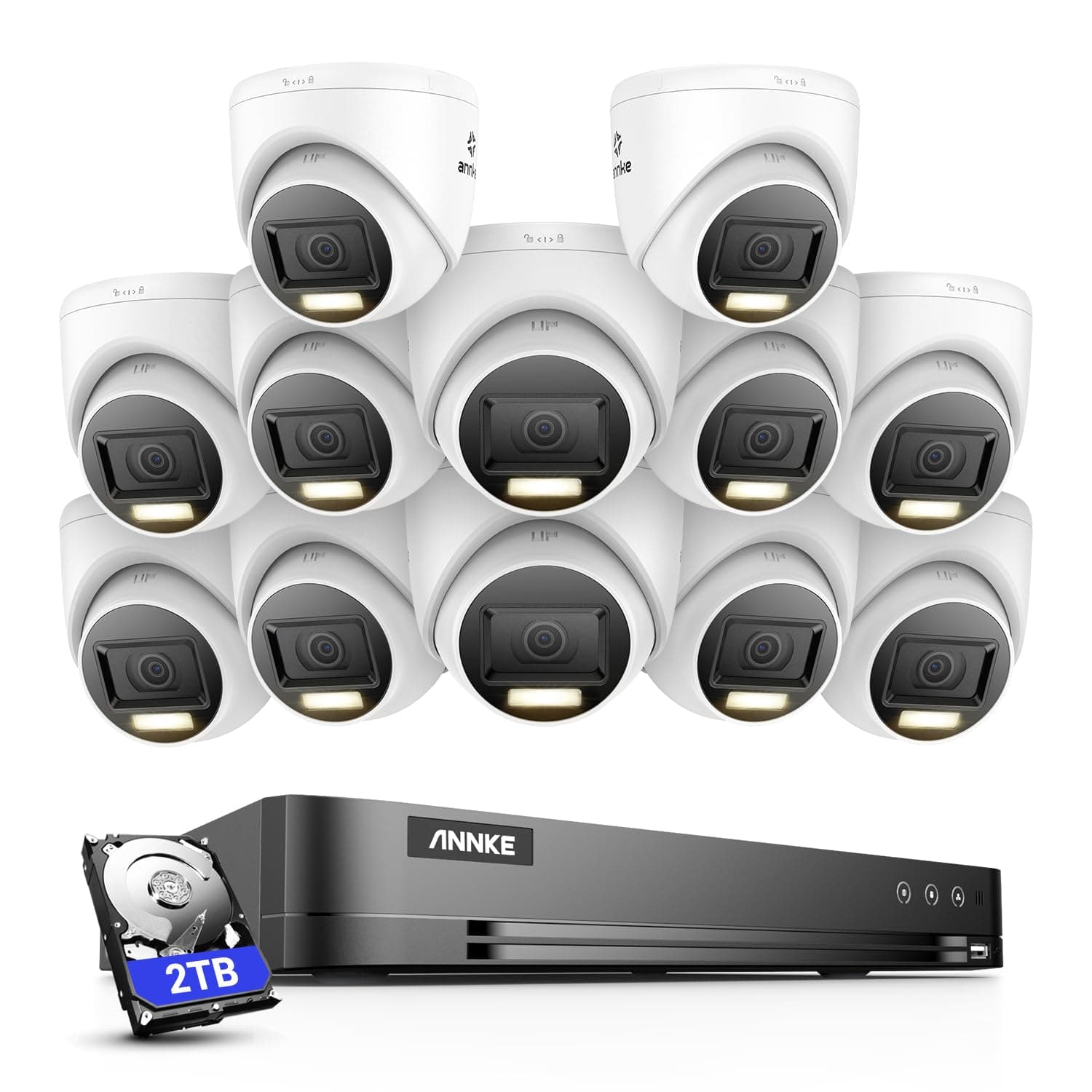 ANNKE 8MP CCTV Camera Systems, 16 Channel H.265+ DVR, 4K CCTV System with 2TB Security Hard Drive, 12 × 8MP Security Turret Camera Outdoor, Smart Human/Vehicle Detection, Night Vision