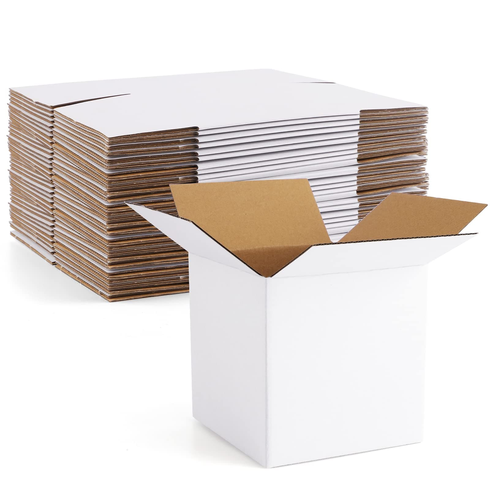 Eupako 5x5x5" Cardboard Box Mailers 25 Pack White Cube Corrugated Small Shipping Boxes for Mailing