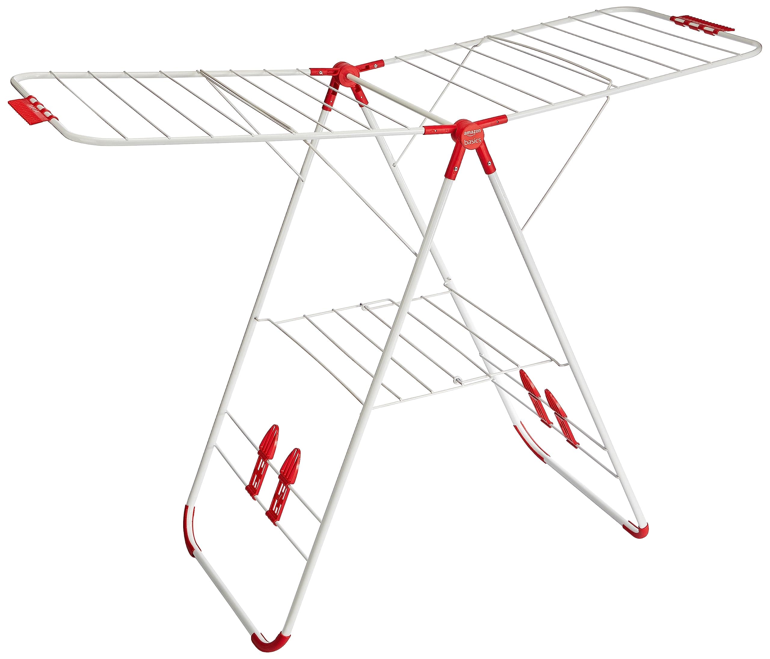 - Amazon Basics - Alloy Steel Foldable Clothes Drying Stand - Red, 107 Centimeters