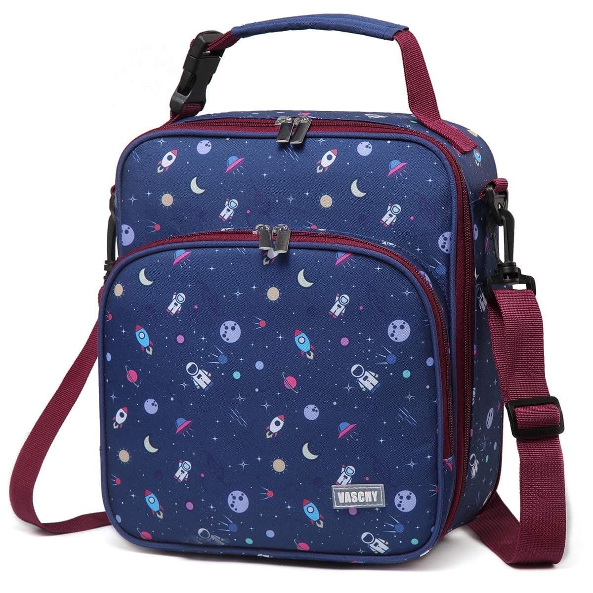 VASCHY Lunch Boxes Bag for Boys, Reusable Lunch Box Containers for Boys and Girls with Detachable Shoulder Strap, Insulated Lunch Coolers for School Cute Astronaut