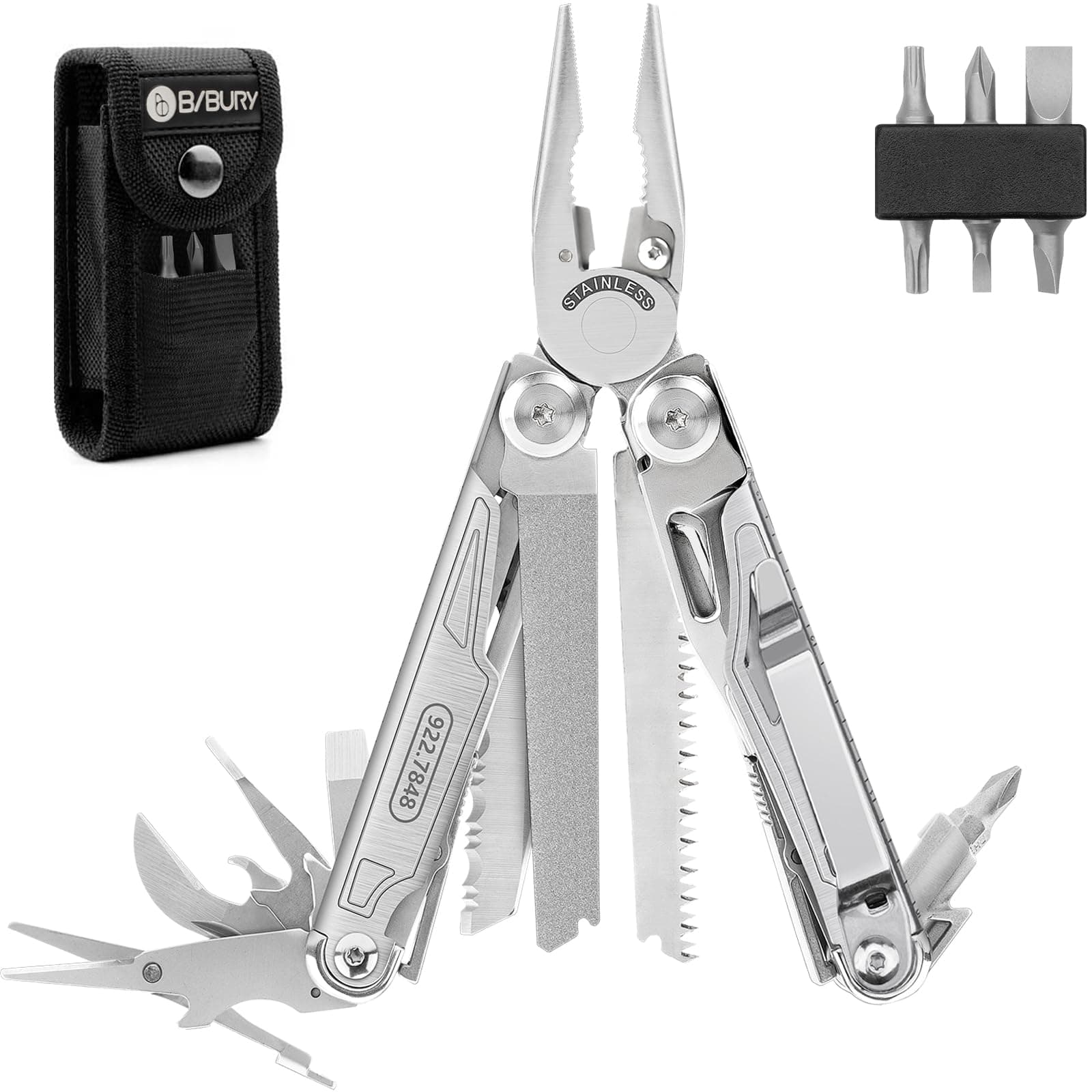 Multitools, Upgraded Multi Tool Foldable Pliers, Stainless Steel Multitools with Nylon Pouch, Ideal for Camping, Outdoor, Repairing, Hiking - Gift for Dad Men