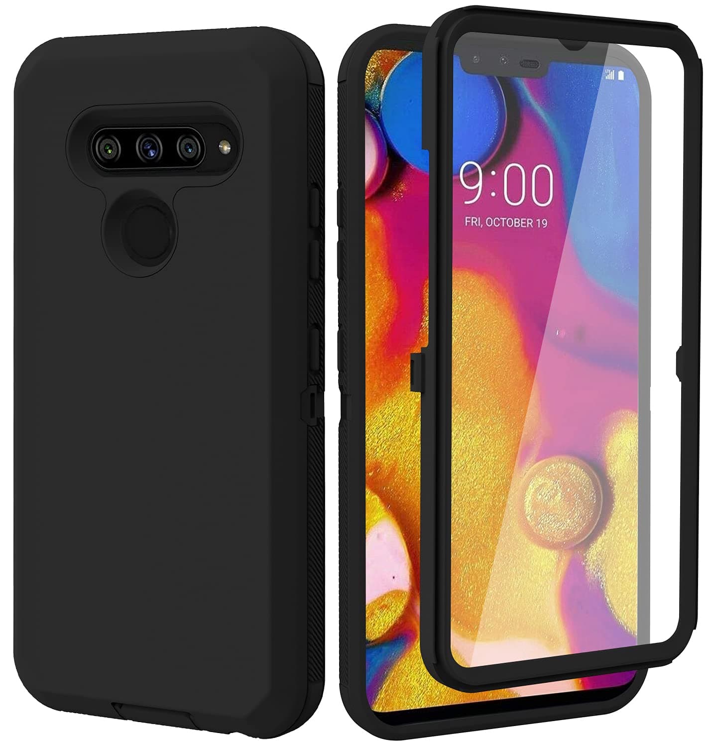 for LG V40 Case, LG V40 ThinQ Case, with Built in Screen Protector Full Body Rugged 3 in 1 Bumper Heavy Duty Shockproof Drop/Dust-Proof Protective Phone Case Cover for LG V40 ThinQ (Black)