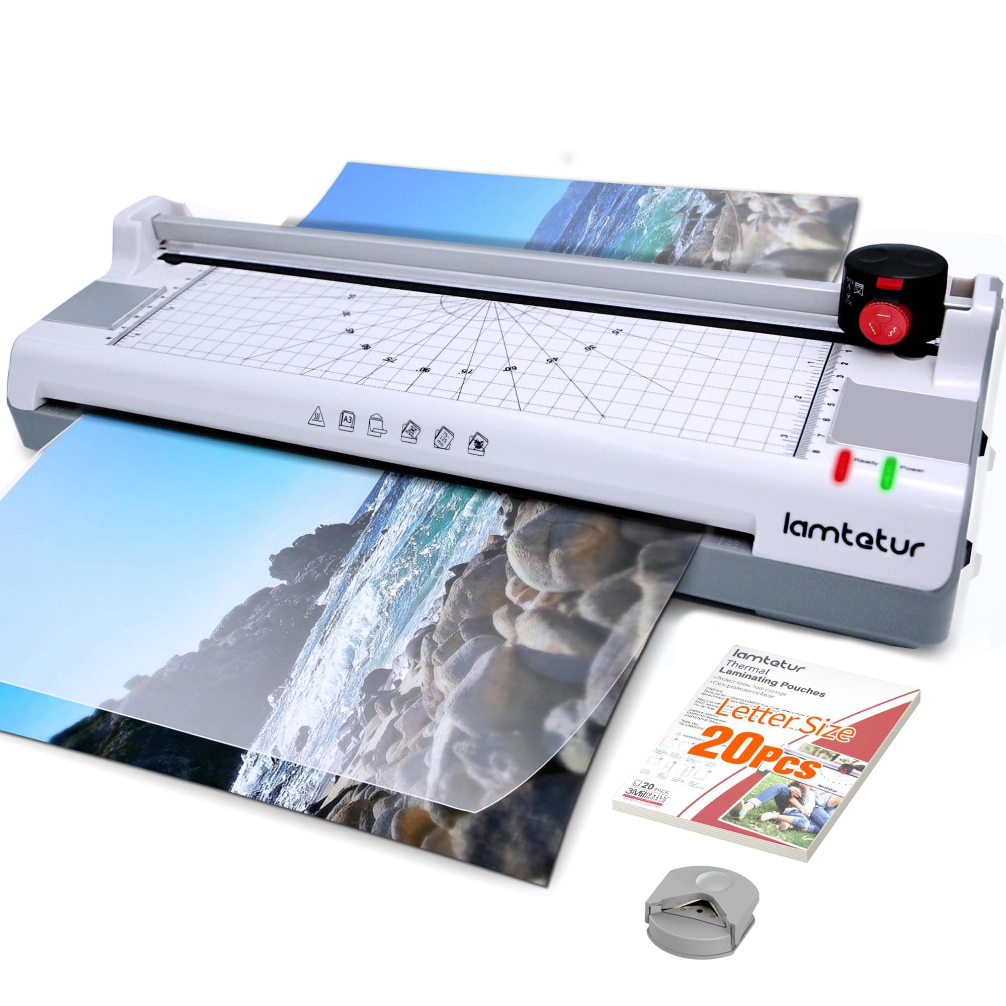 7-in-1 Thermal Laminator Machine 11X17 with 20 Letter Size Laminating Sheets,13inch Laminater for A3/A4/A6, Hot&Cold 2 Roller Lamination for Office Home School Teacher Use,Paper Cutter, Corner Rounder