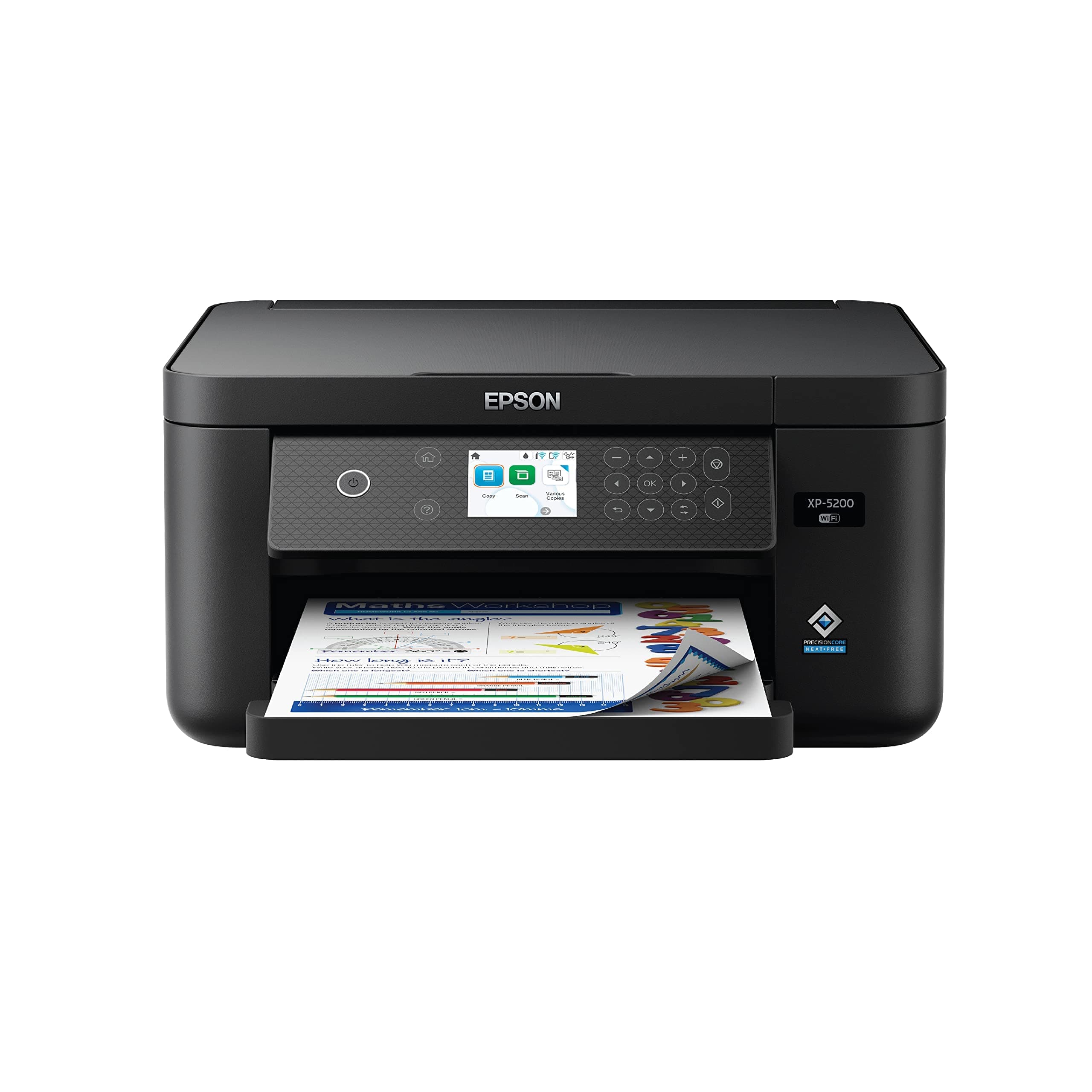 Expression Home XP-5200 Wireless Color All-in-One Printer with Scan Copy, Automatic 2-Sided Printing, Borderless Photos, 150-Sheet Paper Tray and 2.4" Colorfull Display - Black