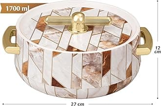 Selvel Elegance 1700ml Casserole | Advanced PU Insulation | Elegant Design Insulation|Keeps Food hot & Fresh for Long Hours|Chapati, Roti, Biryani and More (Ceramica White 1700)