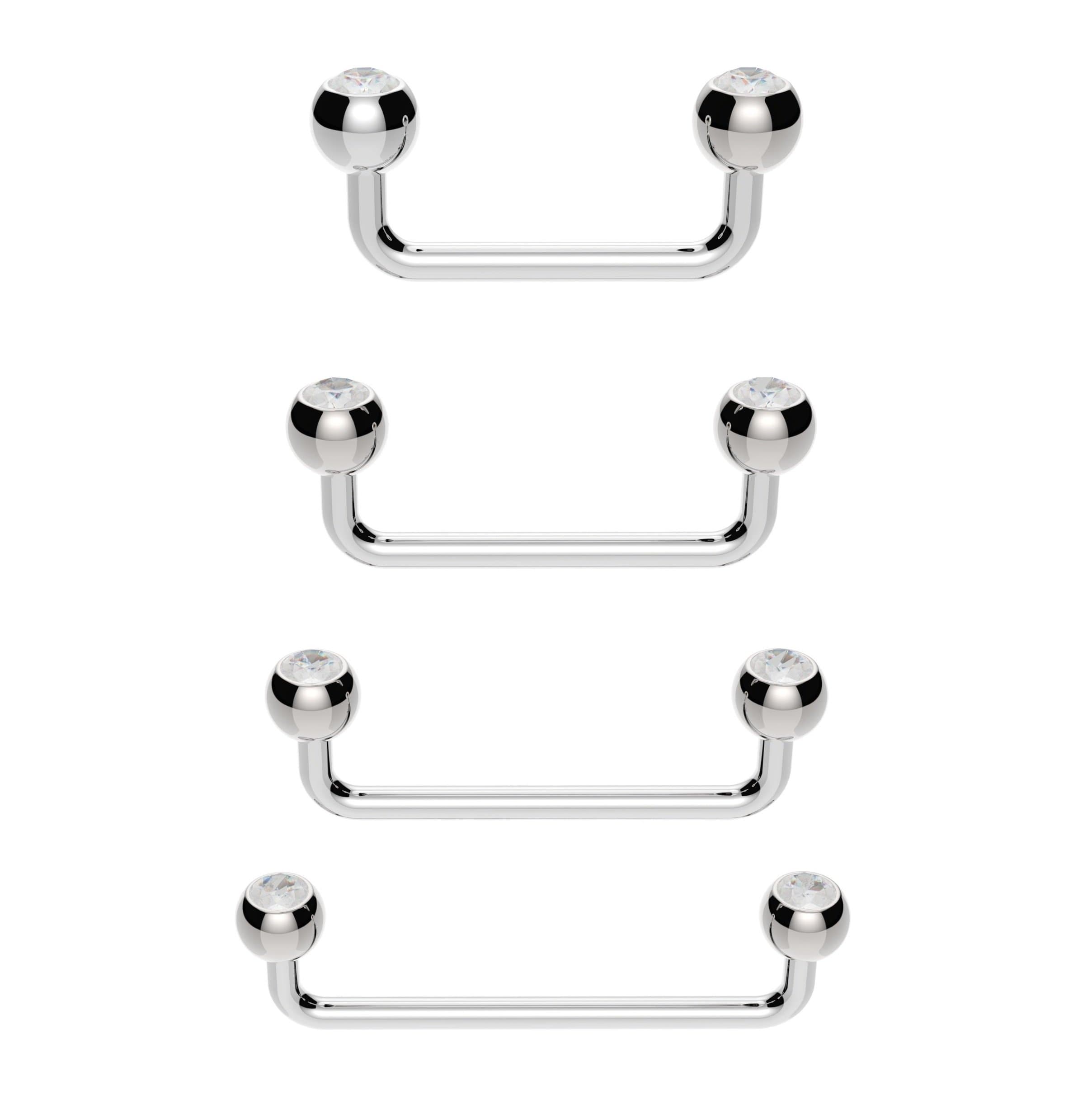 Vault 101 Limited Staple Surface Piercing Barbell Bar (Various Gauges & Lengths) with Clear GEM Balls (1.2mm (16g), 15 MM)