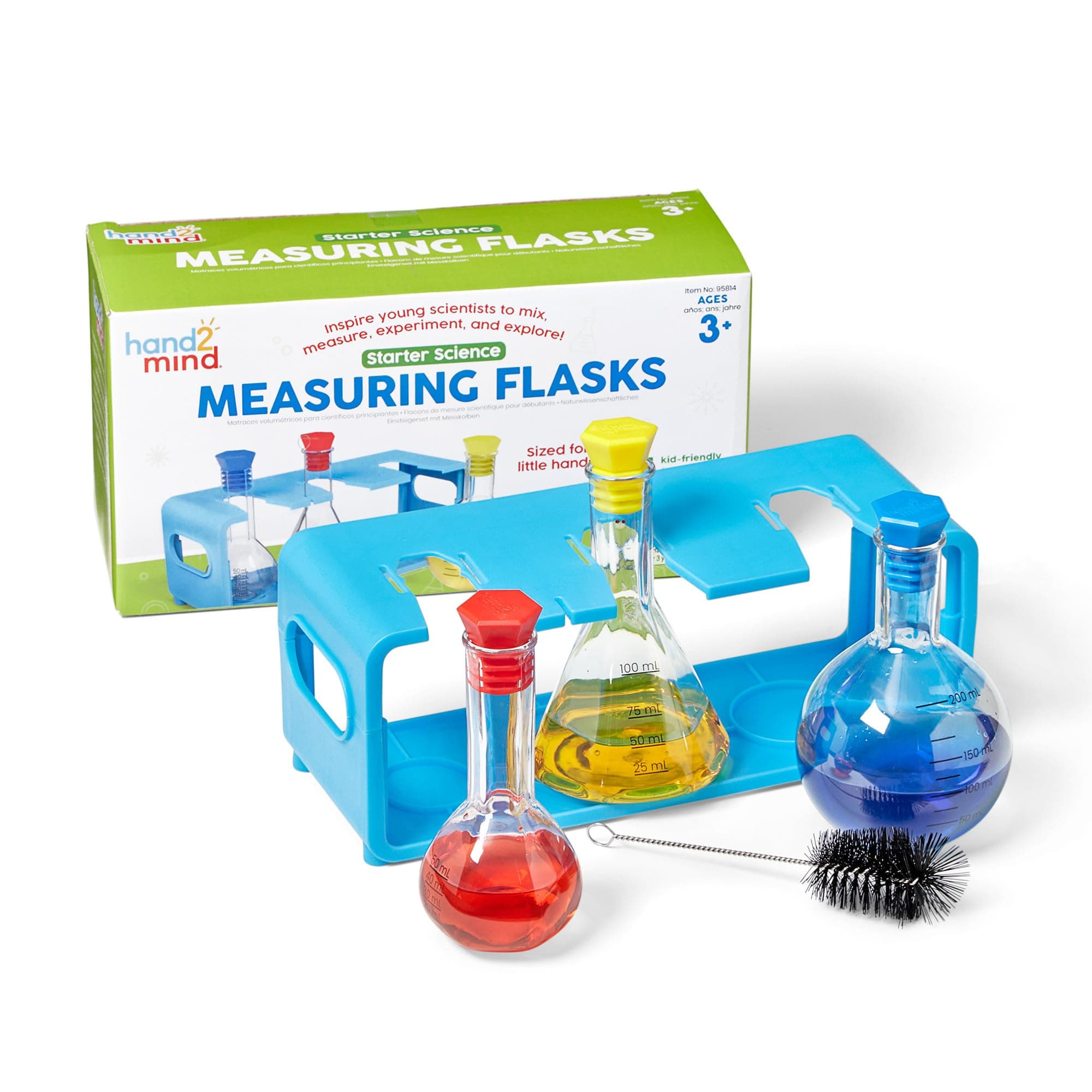 Learning Resources Starter Science Measuring Flask Set, Ages 3+, Plastic Beakers, Science Lab Equipment, Kids Chemistry Set, School Science Supplies