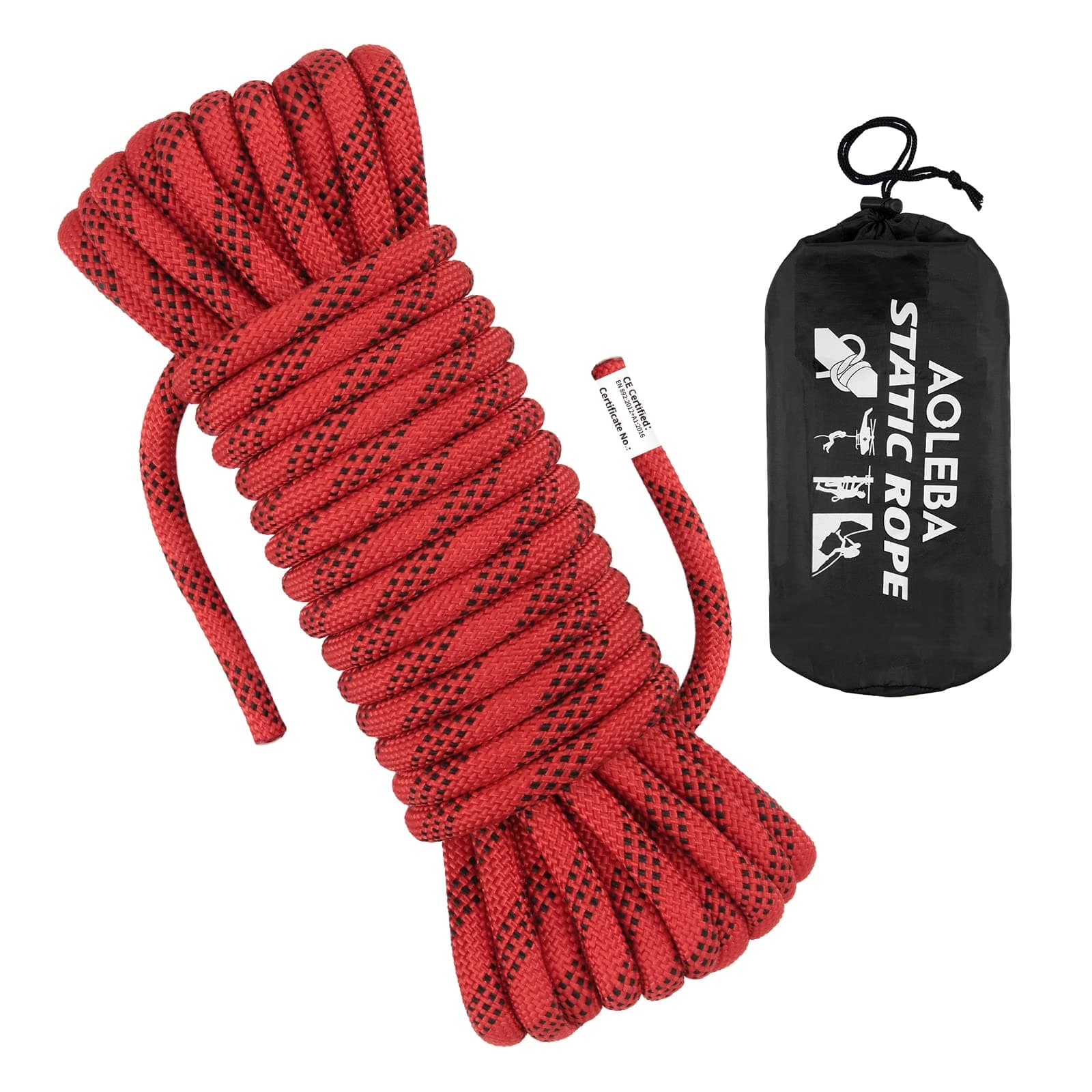 AOLEBA 10.5 mm Static Climbing Rope 10M(32ft) 20M(64ft) 30M(96ft) 50M(160ft) 70M(230ft) Outdoor Rock Climbing Ropes, Escape Rope Ice Climbing Equipment Fire Rescue Parachute Rope