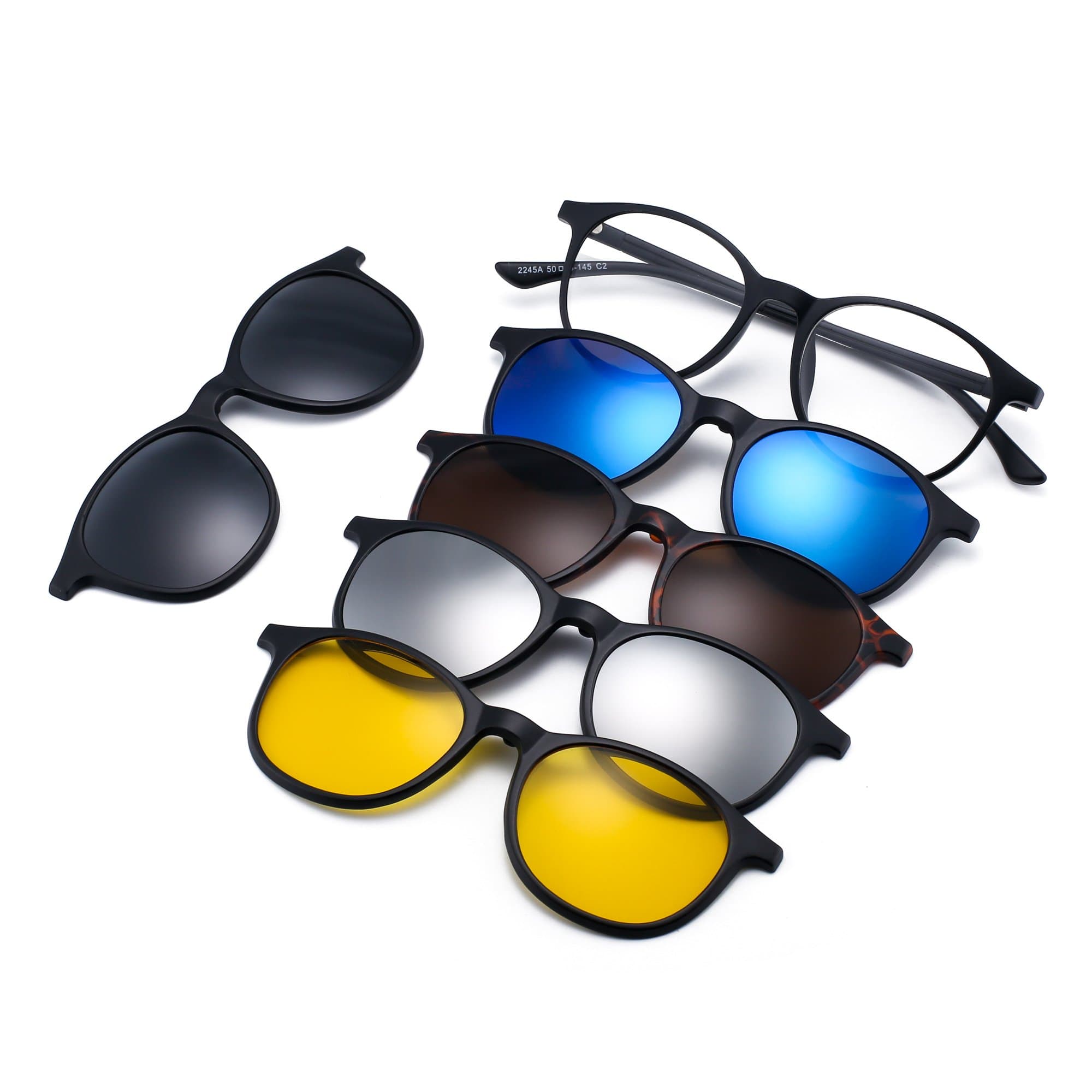 Magnetic 5Pcs Polarized Clip-on Sunglasses Plastic Frame for Night Driving