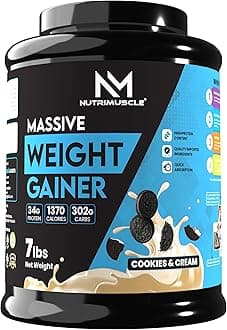 Nutrimuscle® Massive Weight Gainer - 7 lbs - Cookies and Cream Flavour - Contains Complex Carbohydrates for Healthy Weight Gain