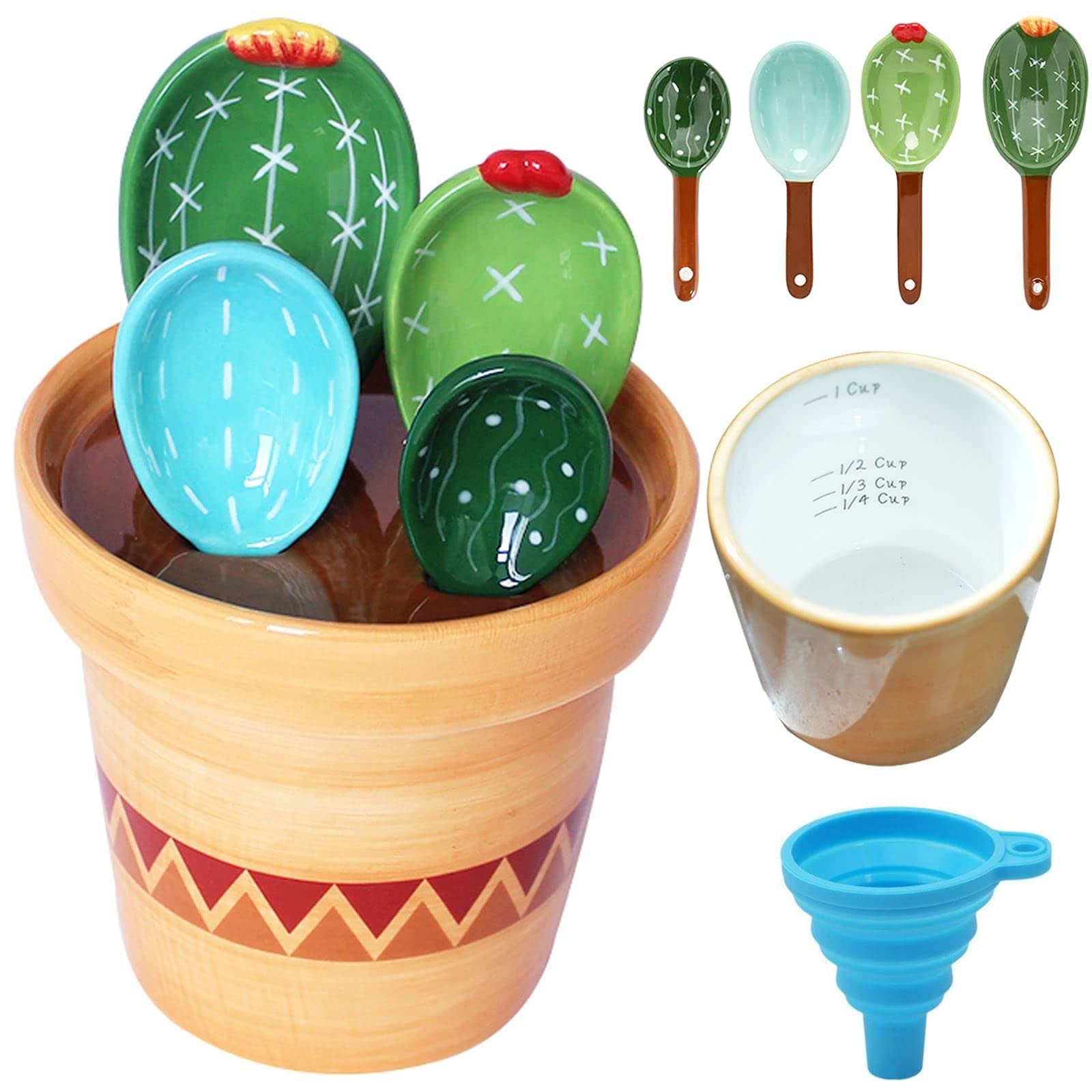 Cactus Measuring Spoons Set with Holder (Blue)