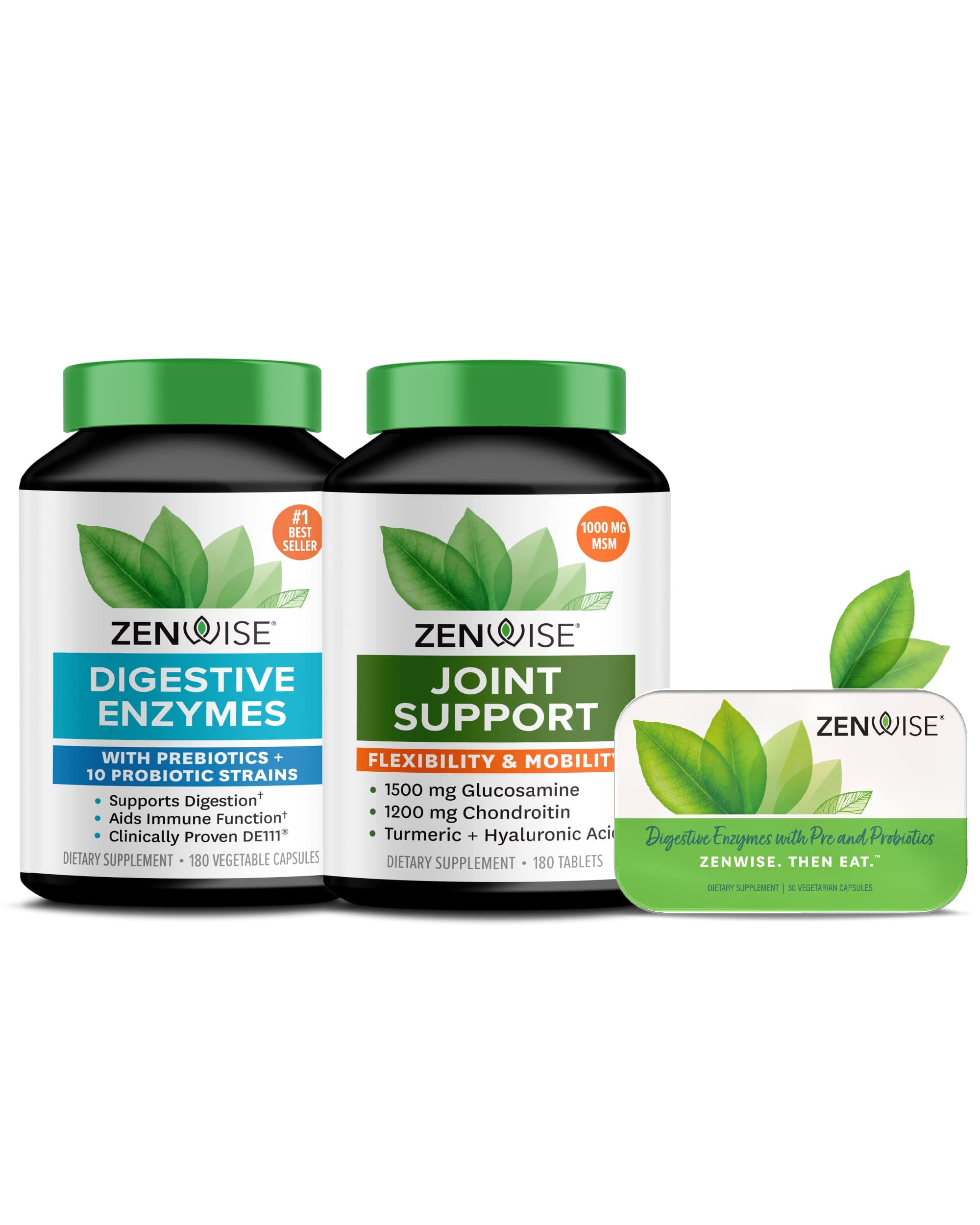 Digestive Enzymes, Joint Support, and Travel Size Tin