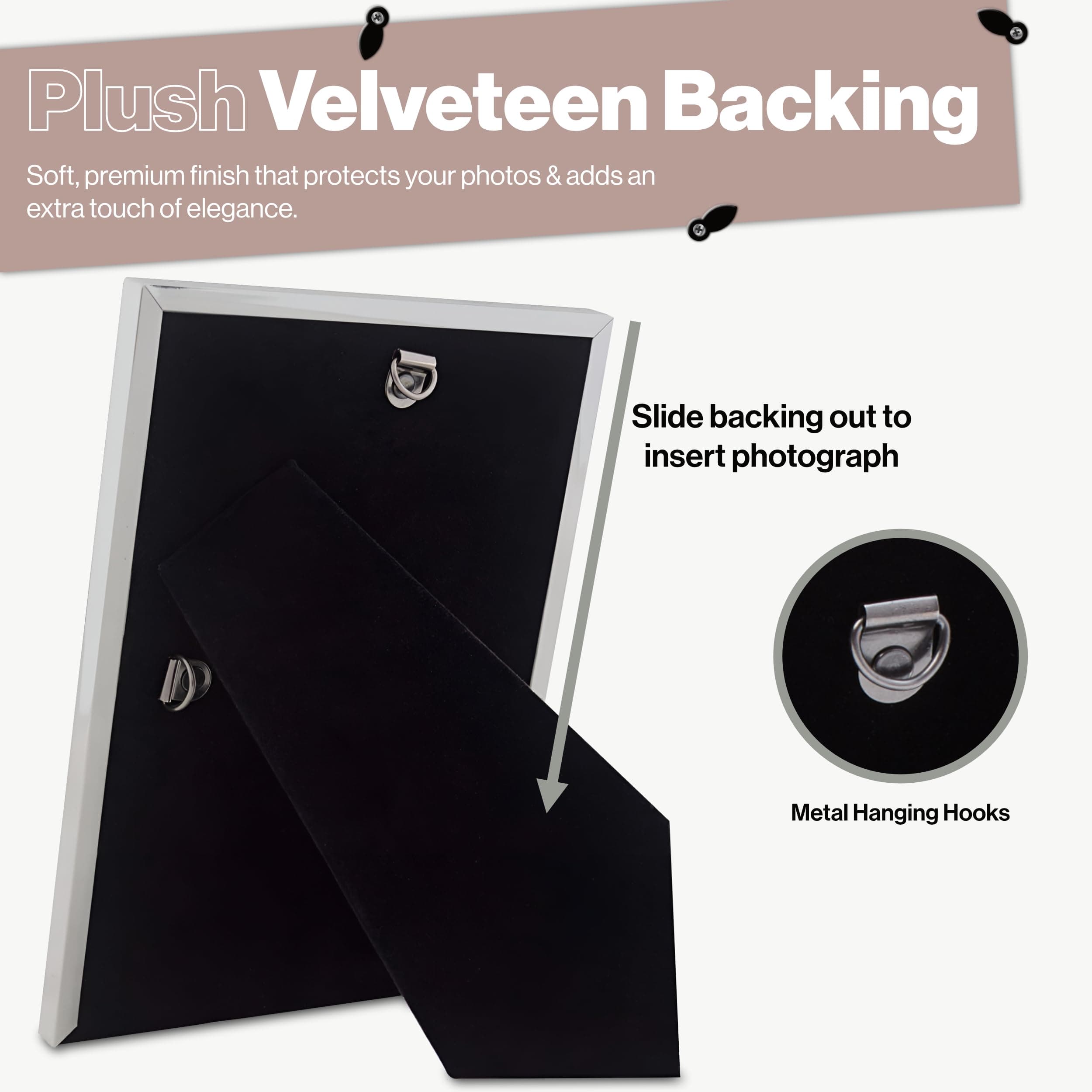 Silver Plated Thin Edge Photo Frame, A4/8.25"x11.75" (21x29.7cm) Photo Size - Velvet Frame Backing & Stand - Real Glass Window - Tarnish-Resistant - Landscape or Portrait Orientation