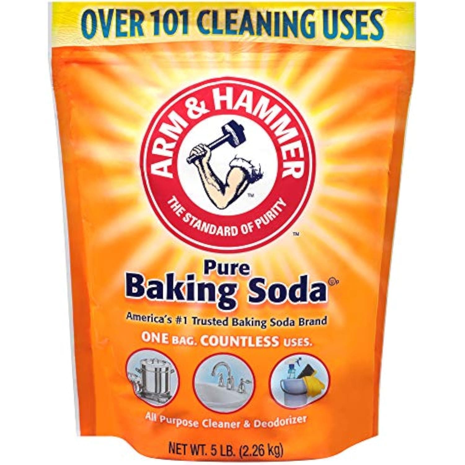 Arm & Hammer Pure Baking Soda, One Box Countless Uses, All Purpose Cleaner & Deodorizer, Beyond Cleaning, More Than 100 Uses, 2.26Kg