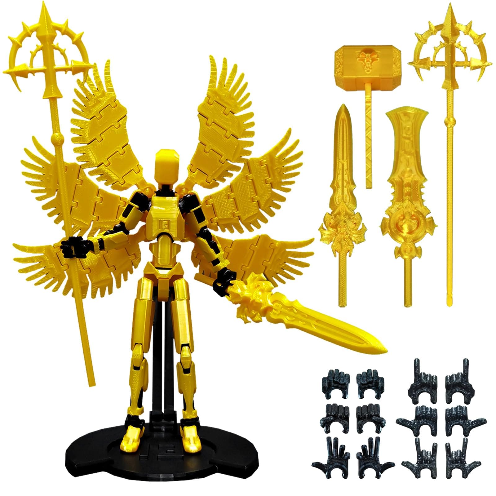 (Assembly Completed) 3D Printed T13 Action Figure, 5.5 Inch Multi-Jointed Movable Dummy 13 Toy,Dummy 13 Robot Action Figure with Lots of Weapons 