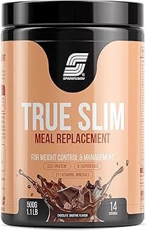 True Slim Protein Powder Meal Replacement Shake | For Weight Control And Management | 23 gm Protein With 8 Ayurvedic Superfood | Sugar Free | For Men and Women (Chocolate Smoothie, 500 gm)