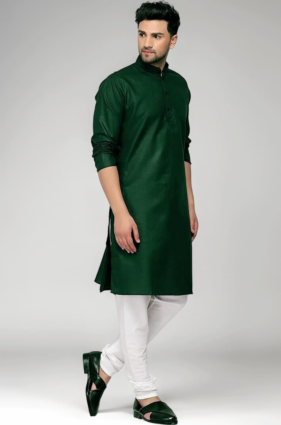Multi Colored Cotton Plain Men's Ethnic Kurta Only
