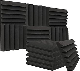 12 Pack Acoustic Foam Panels Studio Soundproofing Wedges 12"x12"x2" Noise Dampening Sound Insulation for Home Ceiling, Black