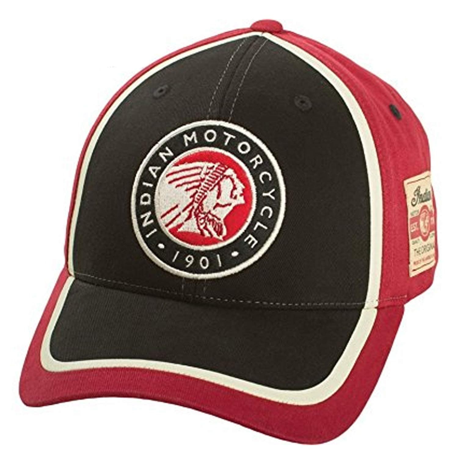 Circle Patch Hat, Red/Black, Regular Fit, Premium Embroidery, Multi-Colored Design, Branded Fabric Patch, Contrast Stitching - 2863628,Black, Red, Cream