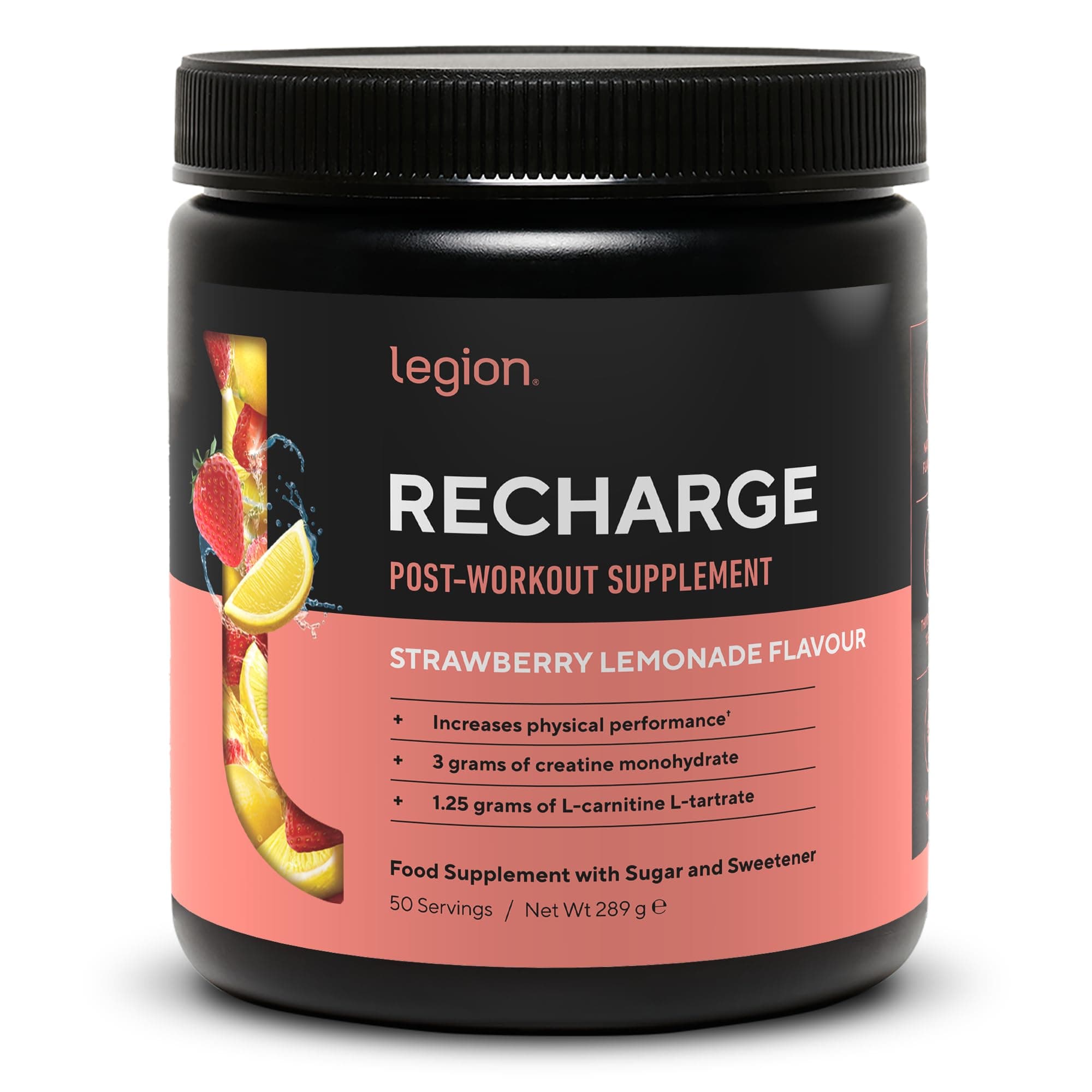 Recharge Post Workout Drink - Micronized Creatine Monohydrate Natural Post Workout Recovery Drink - Muscle Builder & Recovery Booster Post Workout Supplements (Strawberry Lemonade, 50 Servings)