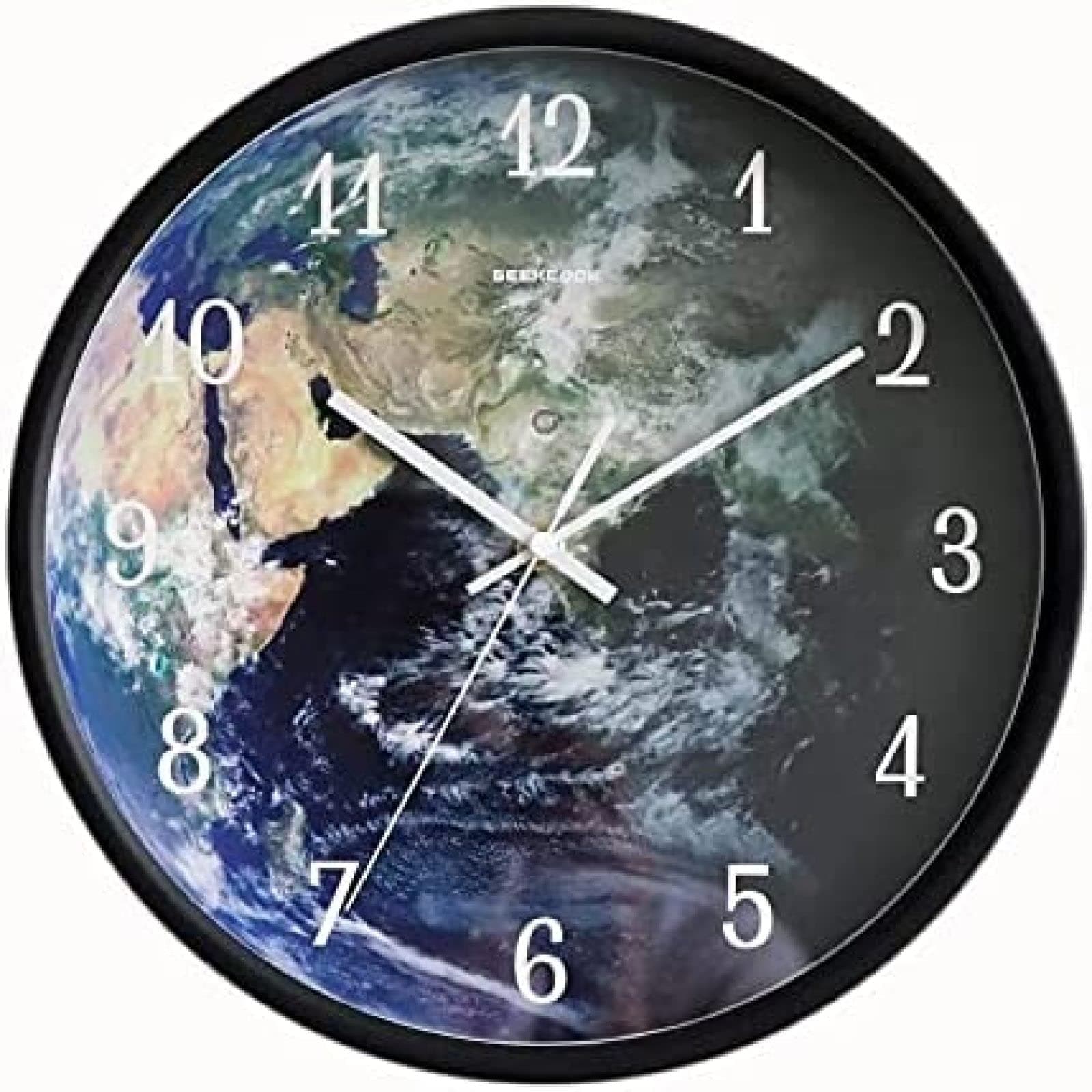 Kitchen Clocks Wall Large Wall Clocks GEEKCOOK Luminous Wall Clock Modern Design Voice Control Silent Night Lights LED Glowing Clocks Living Room Decor