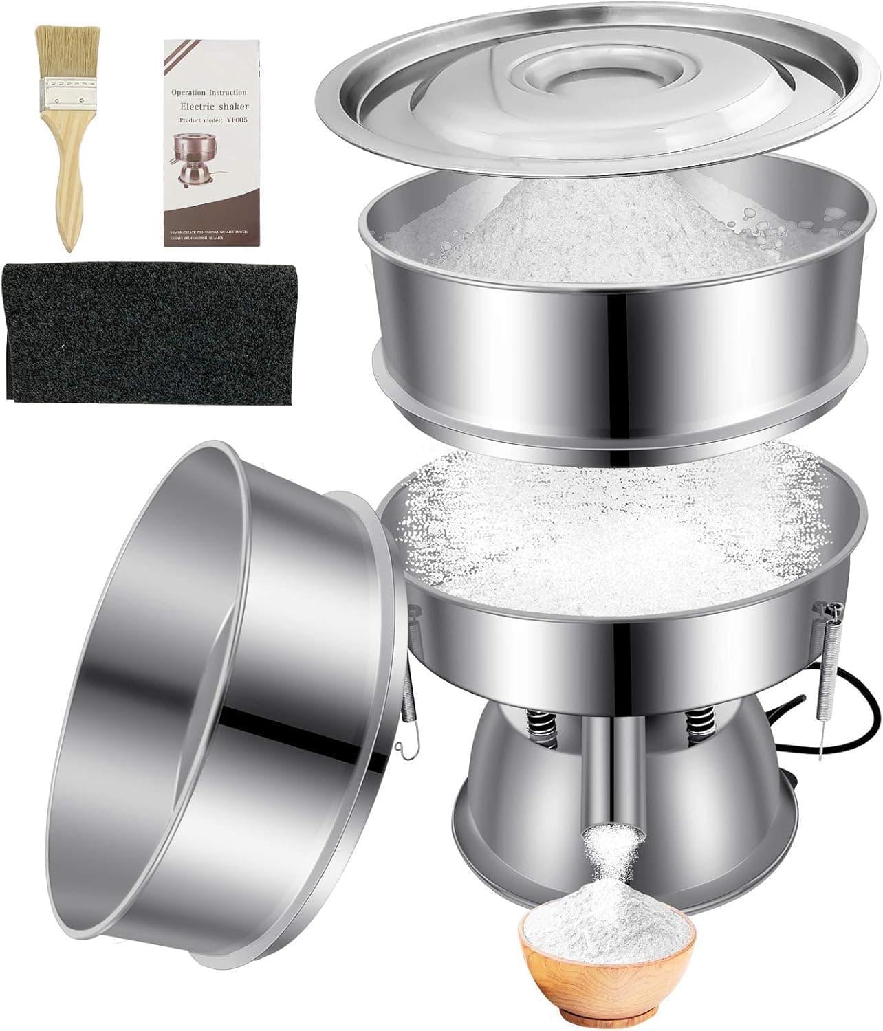 - Sidasu Automatic Vibrating Sieve Shaker – 40 Mesh + 60 Mesh Flour Sifter, Electric 110V 55W Sifter Machine for Flours, Herbal Powder