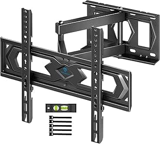 PERLESMITH TV Wall Bracket for 26-60 inch TVs, Swivel Tilt TV Bracket with Tool-free Tilt Adjustment and Spirit Level, Wall Mount Supports up to 40kg, Max VESA 400x400mm PSMFK10