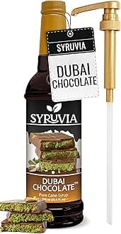 Dubai Chocolate Coffee Syrup - 25.4 fl oz - Kosher Syrups, Gluten Free, No Coloring, Perfect for Drinks, Soda, Shakes, Desserts, and More With Pump