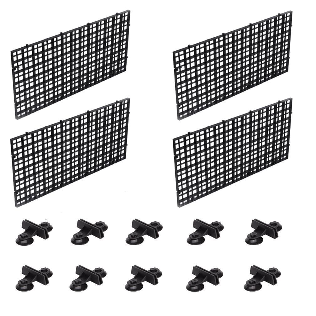 OBANGONG 4 Pcs Grid Isolate Board Divider Fish Tank Bottom Filter Tray Aquarium Crate with 10 Pcs Sucker Clip
